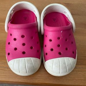 Pink and White Crocs